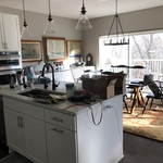 Enamel kitchen cabinets.