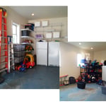 Left side of garage before and after