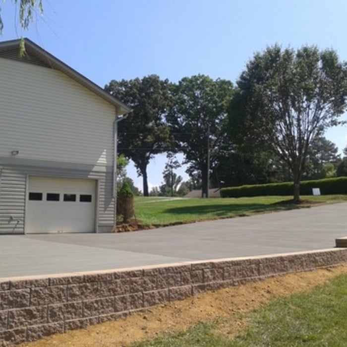 Driveway and retaining wall