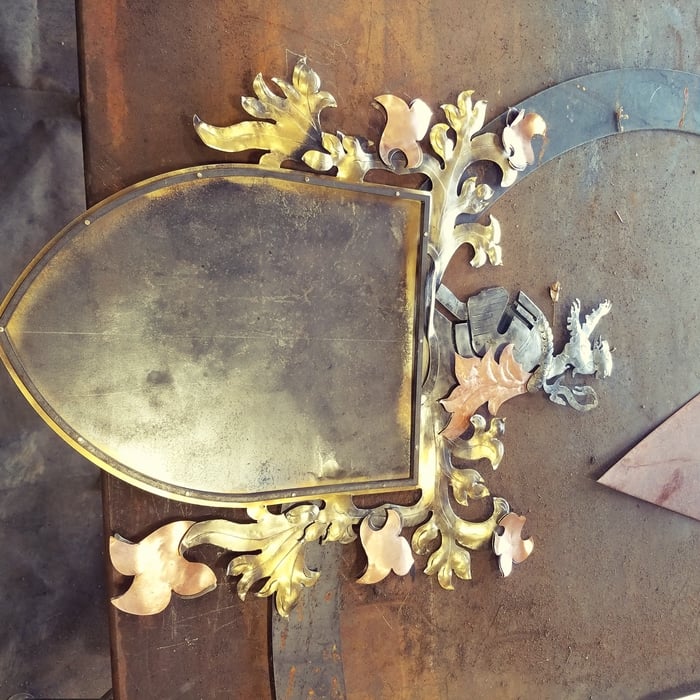 Hand Chased Copper and Steel with Brass finish