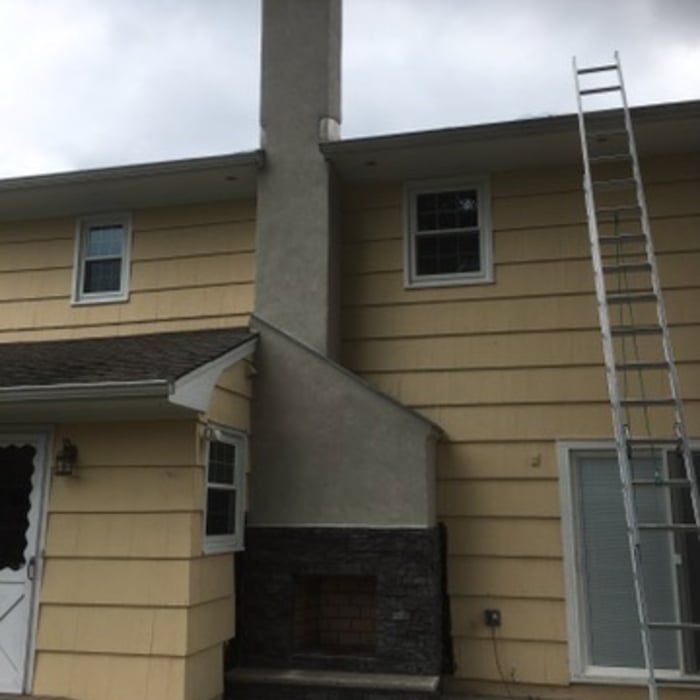 Stucco and Stone Chimney