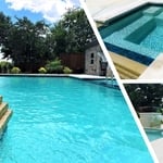 Heated spa with tiered water fall descent