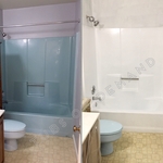 Blue bath fitter refinished to gloss white