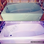 Blue bathtub to gloss white