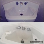 Bathroom sink reglaze to gloss white