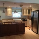 It look good if you mix the cabinets colore