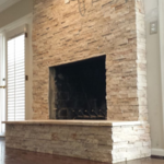 natural stack stone fireplace