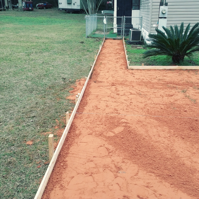 Parking pad and sidewalks