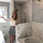 Kate in her new bathroom