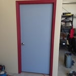 The outside of the front bathroom painted