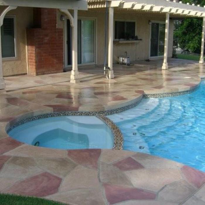 Traditional Patio - Rock Tile Tile Pool Walls