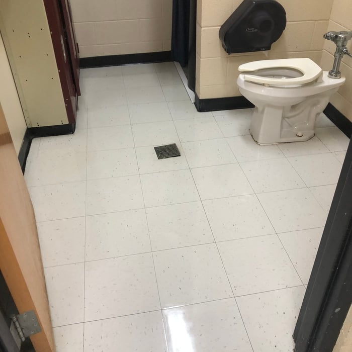 Restroom VCT Strip and Wax job