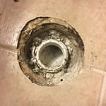removed broken toilet flange