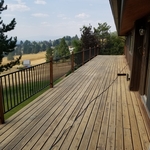 After sanding completed but before stain.