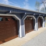Wood Finished Oak Metal Garage Doors Installed