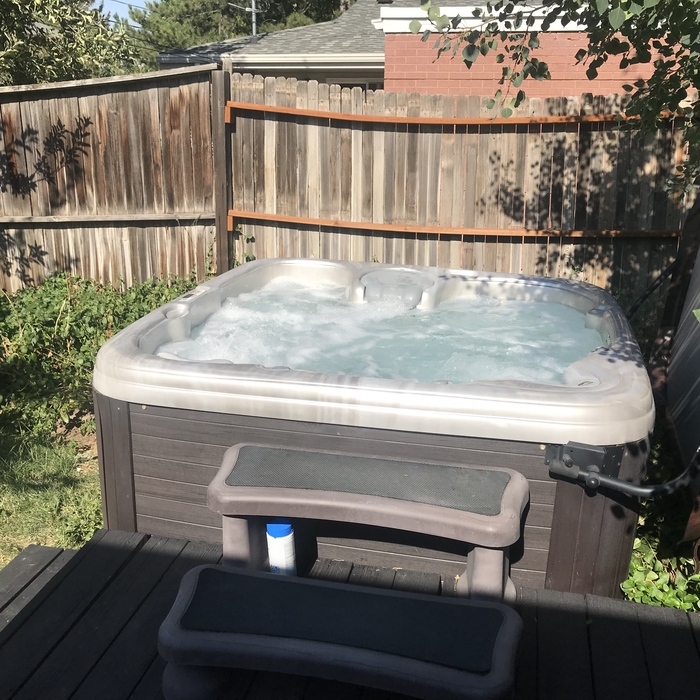 Crystal clear bubbling hot tub