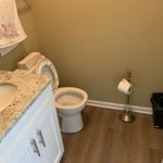 Bathroom cleaning toilet floors counter organize