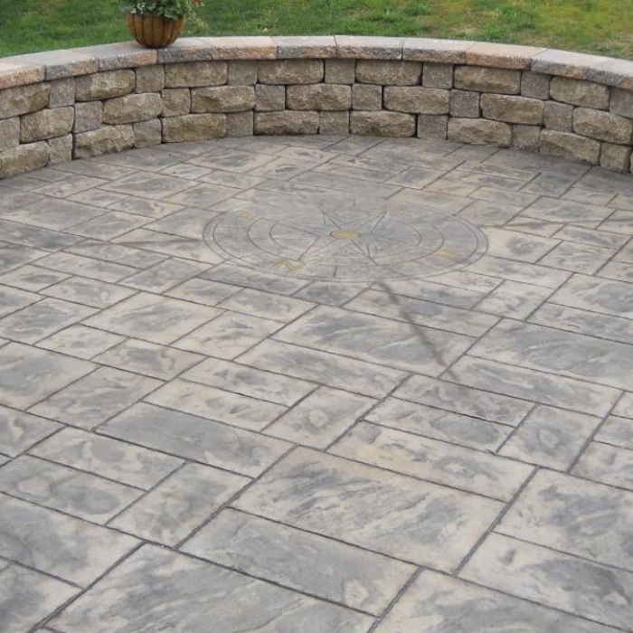 Stamping with retaining wall