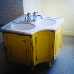 Aged antique vanity
