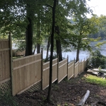 WHITE CEDAR FENCE WITH DECORATIVE POST CAPS