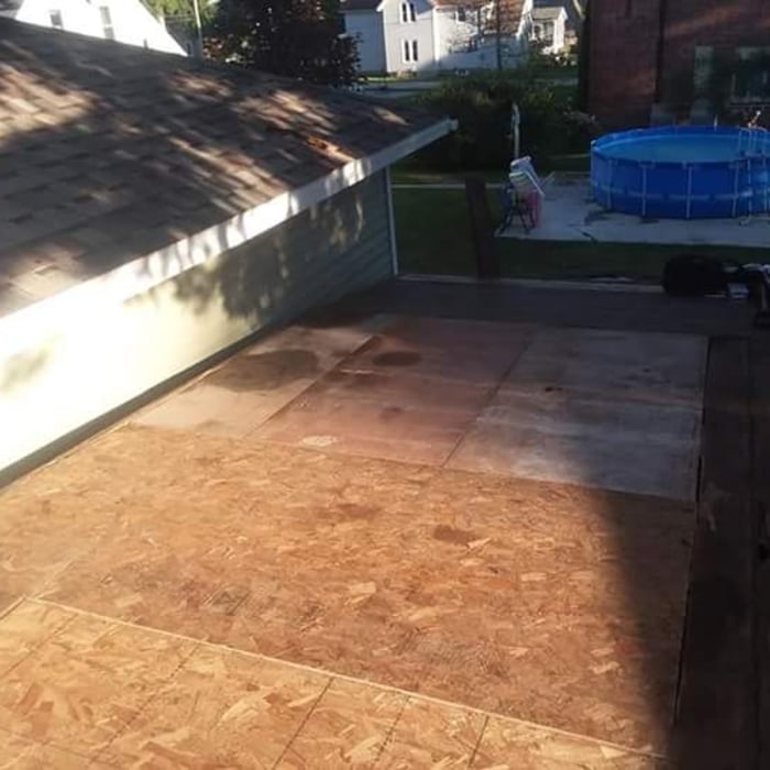 After plywood was put on before rubber was put on