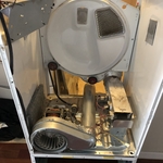 Dryer front panel and drum removed from unit