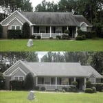 Black mold streaks on a roof