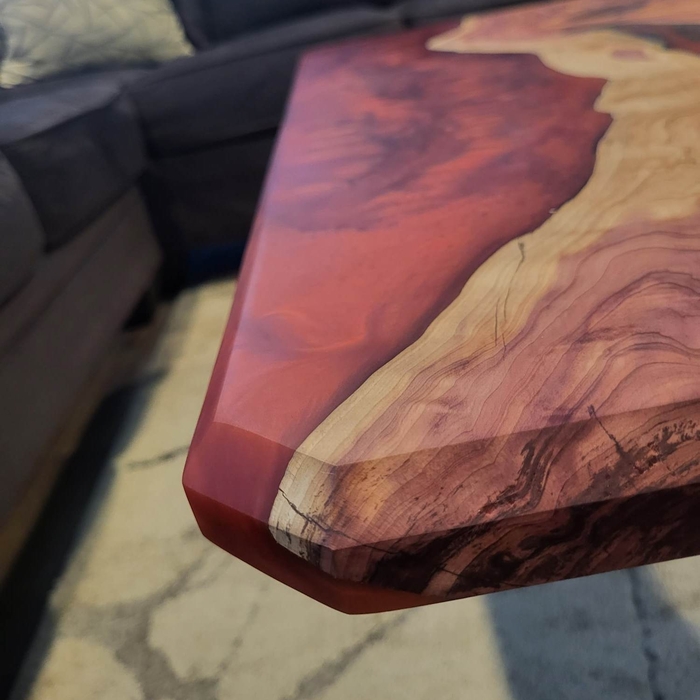 Western Red Cedar and red resin with Maple legs