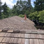 Old, Weathered Cedar Roof Before