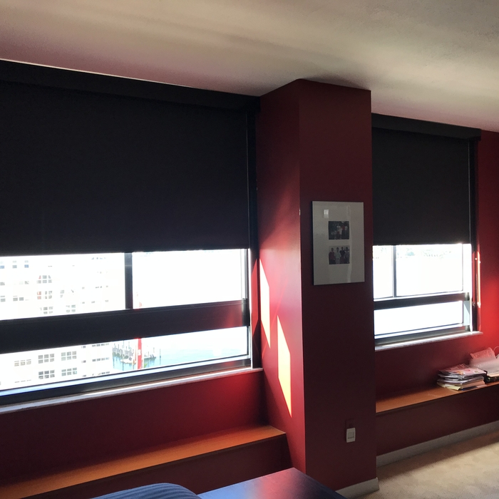 Roller shade black out with a 4 inch facia