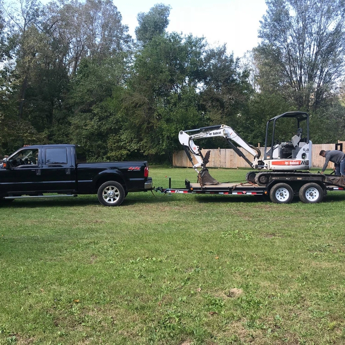 mini excavator & service truck