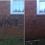 Graffiti removal on brick