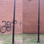 Graffiti removal on brick