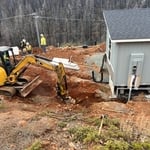 Trenching for sewer line