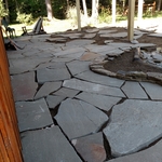 Slate patio with water feature