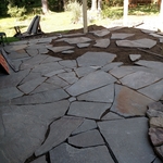 Slate patio with water feature