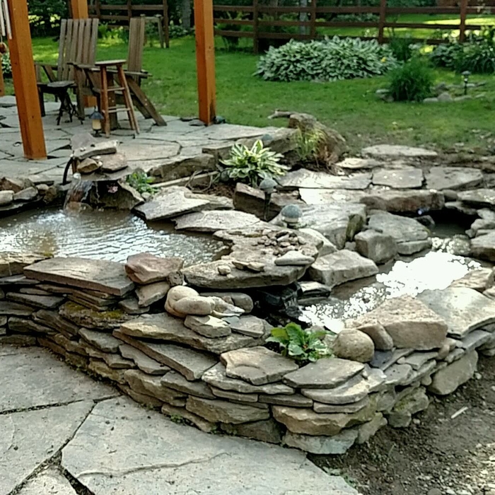Slate patio with water feature
