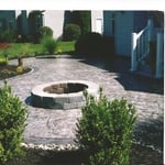 Stamped patio with fire pit