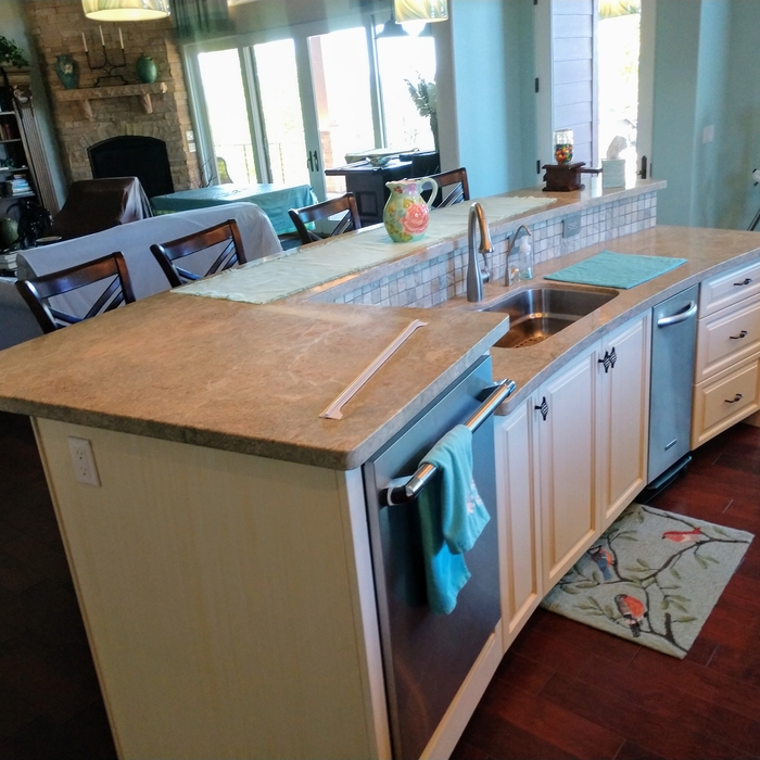 Custom kitchen island with radius