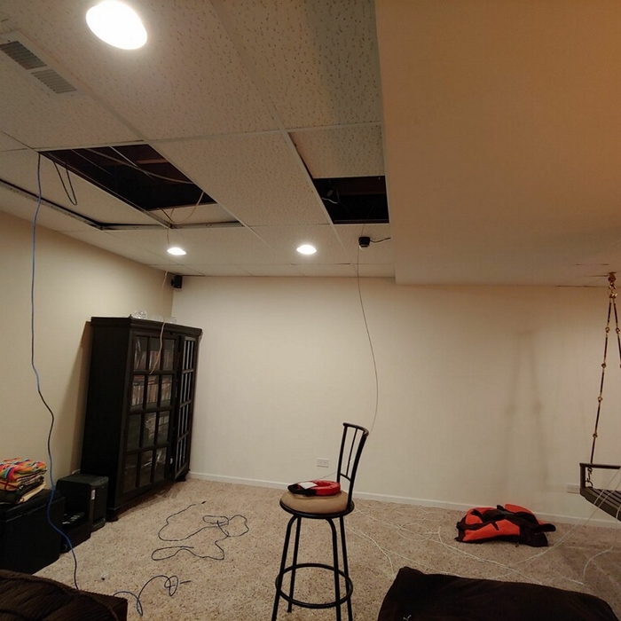 Concealing cables in drop ceiling