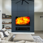 Great Room TV with Custom Soundbar Above Fireplace