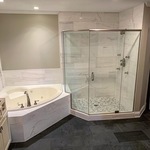 Finished marble tile bathroom