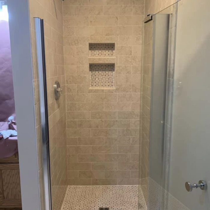 Marble tile shower
