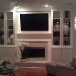 White Entertainment Wall w/ Fireplace TV