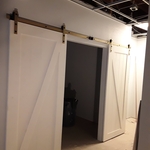 Custom double sliding barn doors for hair salon