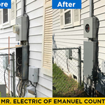 Exterior breaker box before & after