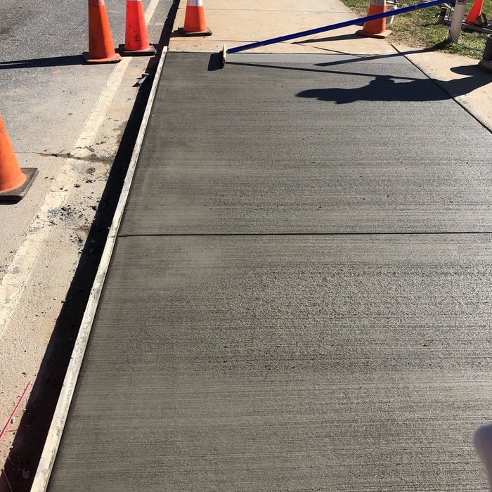 Broom finish on sidewalk