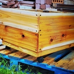 wooden planter on wheels