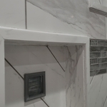 Custom recessed storage in walkin shower