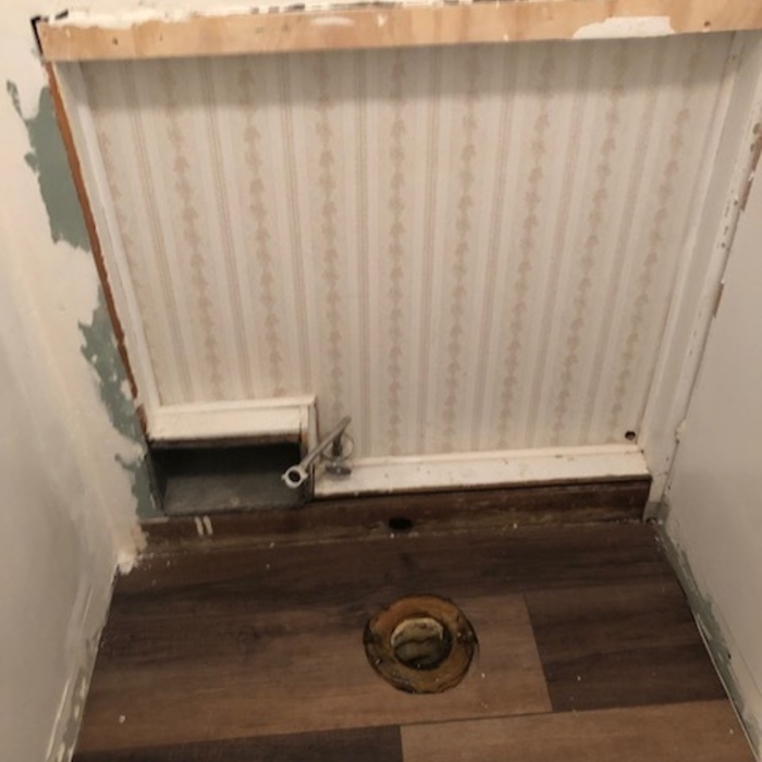 Back wall and toilet
